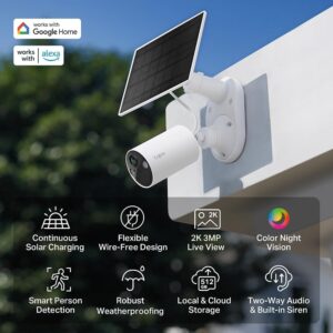 Tapo TP-Link Solar-Powered Security Camera Kit, 2K Wireless Battery Camera w/Solar Panel C410 KIT - Image 3
