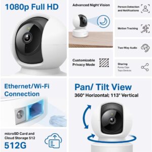 Tapo C202 1080P WiFi/Ethernet Camera Indoor Surveillance Camera with Person Detection Two-Way Audio Compatible with Alexa and Google Assistant for Baby/Pets - Image 4